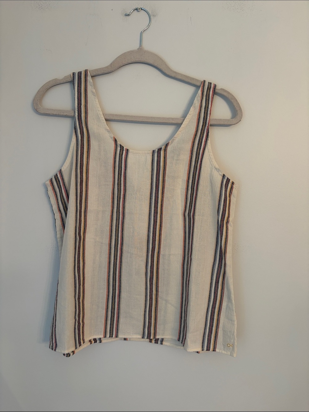 Outerknown Striped Women's Regenerative Cotton Tank Cream with Blue & Red Stripe